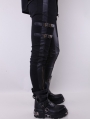 Black Leather Buckle Belt Gothic Pants for Men