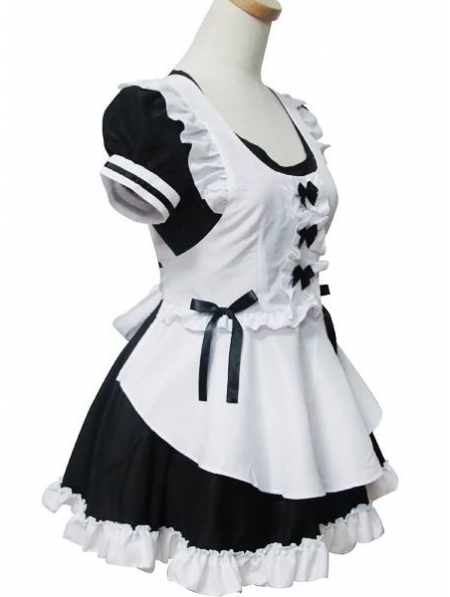 White and Black Sweet French Maid Lolita Dress - Devilnight.co.uk