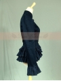 Navy Blue Long Sleeves Ruffles Gothic Jacket for Women