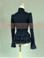 Navy Blue Long Sleeves Ruffles Gothic Jacket for Women