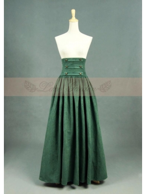 Olive Vintage High Waist Long Victorian Skirt