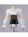 White and Black Gothic Corset Blouse for Women