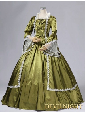 Satin Trumpet Sleeves Marie Antoinette Masked Ball Victorian Costume
