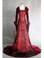 Red Velvet Gothic Hooded Medieval Dress