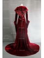 Red Velvet Gothic Hooded Medieval Dress