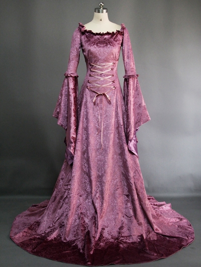 Purple Fantasy Velvet Medieval Gown