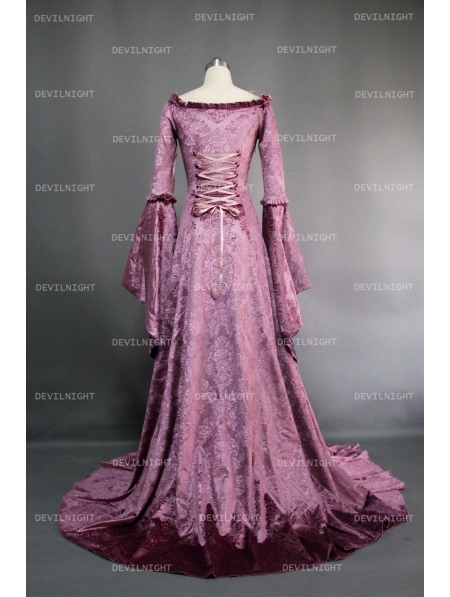 Purple Fantasy Velvet Medieval Gown - Devilnight.co.uk