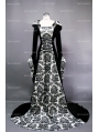 White and Black Velvet Gothic Hooded Medieval Gown