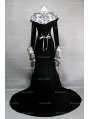 White and Black Velvet Gothic Hooded Medieval Gown