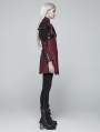 Red and Black Long Sleeves Leather Gothic Trench Coat for Women