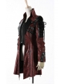 Red and Black Long Sleeves Leather Gothic Trench Coat for Women and Men