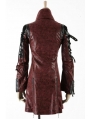 Red and Black Long Sleeves Leather Gothic Trench Coat for Women and Men