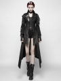 Black Long Sleeves Leather Gothic Trench Coat for Women