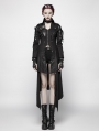 Black Long Sleeves Leather Gothic Trench Coat for Women