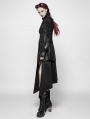 Black Long Sleeves Leather Gothic Trench Coat for Women