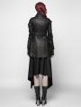 Black Long Sleeves Leather Gothic Trench Coat for Women