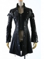 Black Long Sleeves Leather Gothic Trench Coat for Women and Men