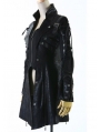 Black Long Sleeves Leather Gothic Trench Coat for Women and Men