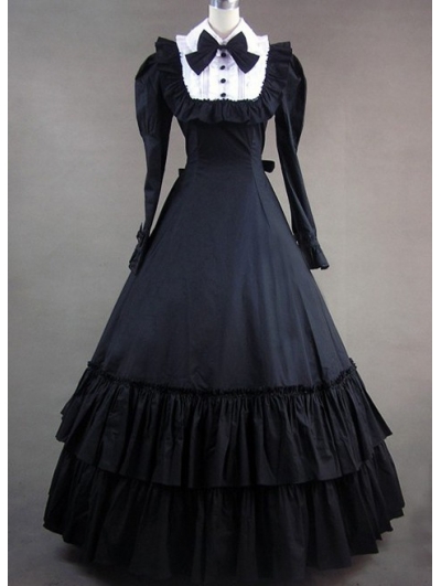 Black and White Classic Gothic Victorian Dress