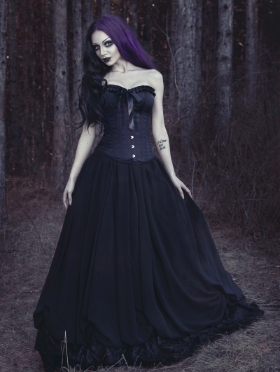 Romantic Black Gothic Corset Prom Party Dress - Devilnight.co.uk