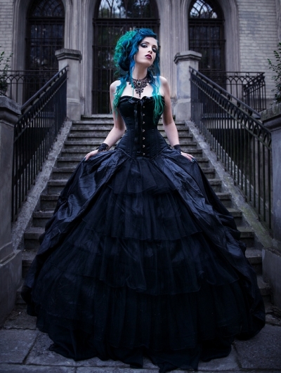 Black Gothic Corset Prom Ball Gowns - Devilnight.co.uk