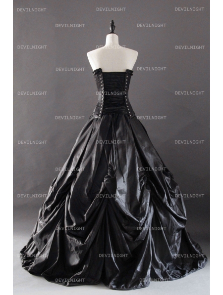 Black Gothic Corset Prom Ball Gowns - Devilnight.co.uk
