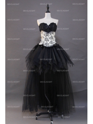 Fashion Gothic Corset High-Low Burlesque Prom Party Dress