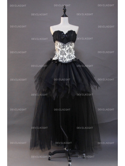 Fashion Gothic Corset High-Low Burlesque Prom Party Dress