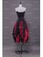 Fashion Black and Red Gothic Corset Irregular Burlesque Prom Party Dress