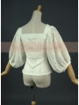 White Vintage Bubble Sleeves Blouse