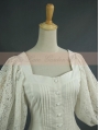 White Vintage Bubble Sleeves Blouse