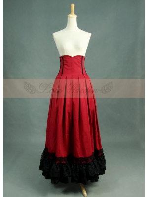 Red and Black High Waist Gothic Skirt