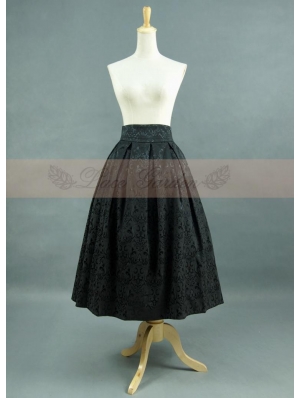Black Pattern Satin Romantic Gothic Skirt