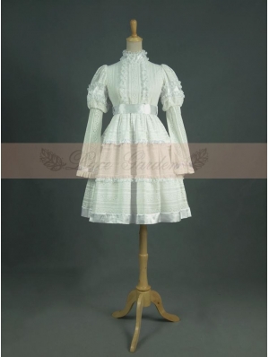 Vintage White Cotton Long Sleeves Classic Lolita Dress