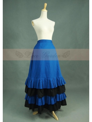 Blue and Black Cotton Vintage Victorian Skirt