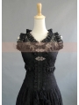 Black Lace Sleeveless Vintage Victorian Dress