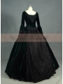 Green and Black Velvet Lace Victorian Ball Gowns