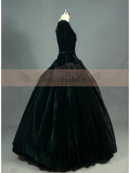 dark green and black ball gown