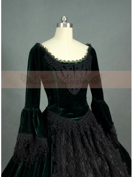 green victorian ball gown