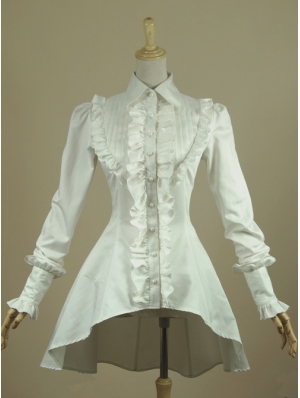 White High-Low Gothic Blouse for Women