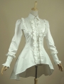 White High-Low Gothic Blouse for Women