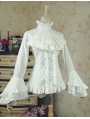 White Long Sleeves Gothic Blouse for Women