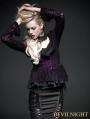 Purple Gothic Two-Tone Plain Flocking Mesh Long Sleeves Outfit for Women