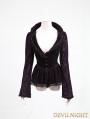 Purple Gothic Two-Tone Plain Flocking Mesh Long Sleeves Outfit for Women