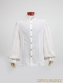 White Gothic Long Sleeves Chiffon Emnossing Blouse for Men