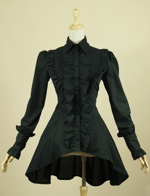 Black High-Low Gothic Blouse for Women