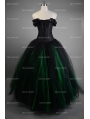 Romantic Black and Green Vintage Gothic Corset Long Prom Dress