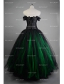 Romantic Black and Green Vintage Gothic Corset Long Prom Dress