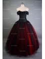 Romantic Black and Red Vintage Gothic Corset Long Prom Dress