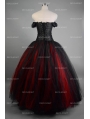 Romantic Black and Red Vintage Gothic Corset Long Prom Dress
